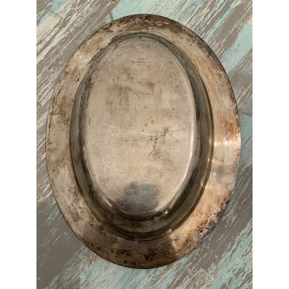 Vintage Wm Rogers Silverplate Oval Vegetable Serving Dish Harvest Pattern 5712 - Picture 6 of 7